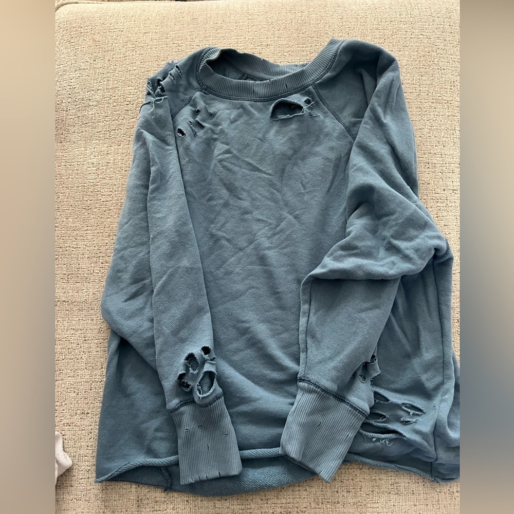 Aerie Blue Beachy Sweater with Holes